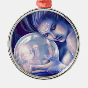 Moonborn - Meerjungfrau und Baby Silbernes Ornament
