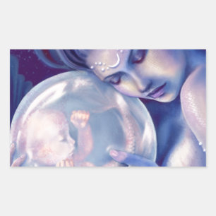 Moonborn - Mermaid und Baby Rechteckiger Aufkleber