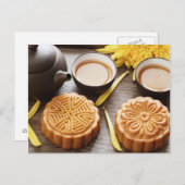 Mooncake und Tee, chinesisches Festival Mitte Herb Postkarte (Vorne/Hinten)