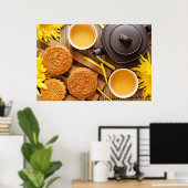 Mooncake und Tee, Chinesisches Halbherbstfest 2 Poster (Heimbüro)