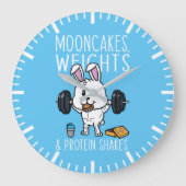 Mooncakes, Weiße und Eiweißshakes, Funny Gym Große Wanduhr (Vorderseite)