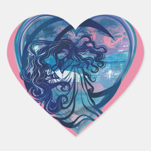 MoonChild Goddess Herz-Aufkleber