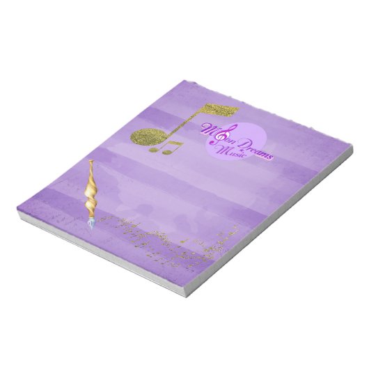 MoonDreams Lila & Gold Musiknoten Extravagant schr Notizblock (Rotiert)