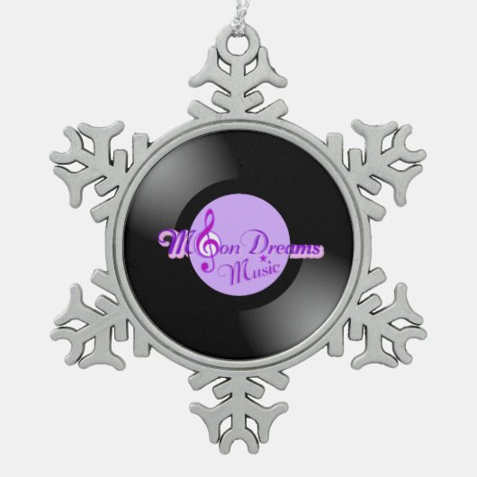 MoonDreams Music Record - Pewter Snowflake Ornamen Schneeflocken Zinn-Ornament (Vorderseite)