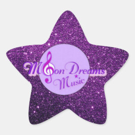MoonDreams Musik-Logo-lila Imitat-Glitzer Stern-Aufkleber