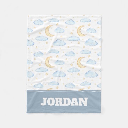 Moonenstars und Wolkenmuster Fleecedecke (Vorderseite)