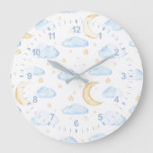 Moonenstars und Wolkenmuster Große Wanduhr (Vorderseite)