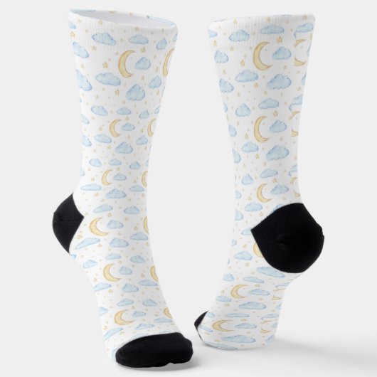 Moonenstars und Wolkenmuster Socken (Gewinkelt)