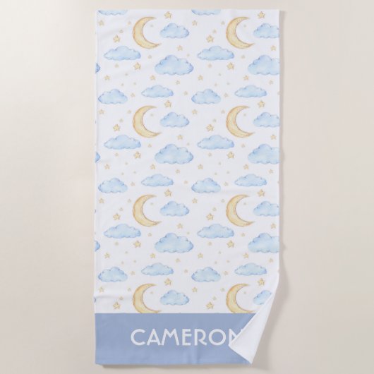 Moonenstars und Wolkenmuster Strandtuch (Vorderseite)