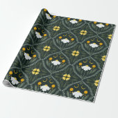 Moonflower Grid | Dunkles Waldgrün Geschenkpapier (Ungerollt)
