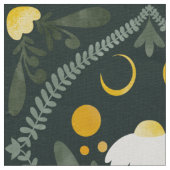 Moonflower Grid | Dunkles Waldgrün Stoff (Nahaufnahme)