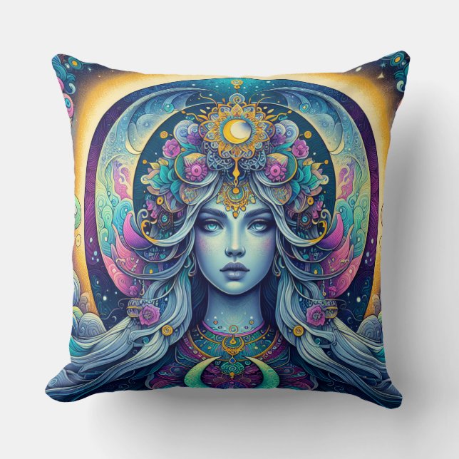 Moonflower Oracle Throw Pillow Kissen (Vorderseite)