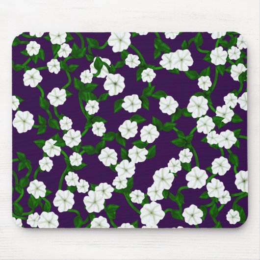 Moonflowers auf tiefer Pflaume Mousepad (Vorne)