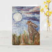 Moongazing Hare Grußkarte Karte (Gelbe Blume)