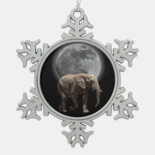 MOONGLOW ELEFANT SCHNEEFLOCKEN Zinn-Ornament (Vorderseite)