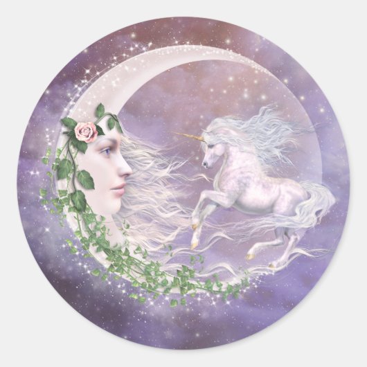 Moonicorn-Aufkleber Runder Aufkleber (Vorderseite)