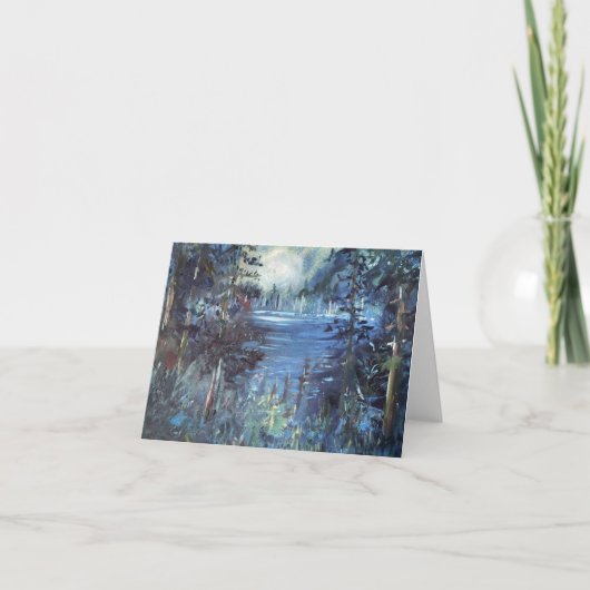 Moonise Over Lake Metzger Note Card (Vorderseite)