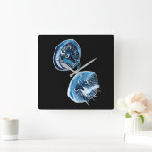 MoonJellyfish Aquarellkunst Quadratische Wanduhr (Zuhause)
