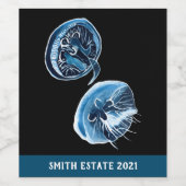 MoonJellyfish Aquarellkunst Weinetikett (Einzelnes Label)