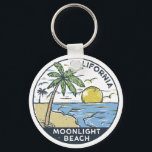 Moonlight Beach San Diego California Schlüsselanhänger<br><div class="desc">Moonlight Beach hand drawn illustration with palm trees and waves in the background. Perfect for anyone who loves to visit Moonlight Beach.</div>