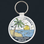Moonlight Beach San Diego California Schlüsselanhänger<br><div class="desc">Moonlight Beach hand drawn illustration with palm trees and waves in the background. Perfect for anyone who loves to visit Moonlight Beach.</div>