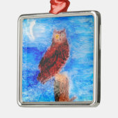Moonlight Bird Brown Owl Silbernes Ornament (Links)