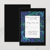 Moonlight Blue Celtic Animals Design Wedding RSVP Karte (Vorne/Hinten)