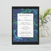 Moonlight Blue Celtic Animals Hochzeit Einladung (Stehend Vorderseite)