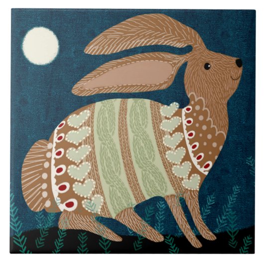 Moonlight Bunny Trivet Fliese (Vorderseite)