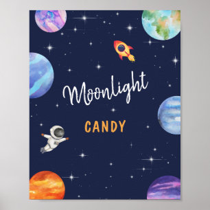 Moonlight Candy Space Thema Geburtstagsparty Unter Poster