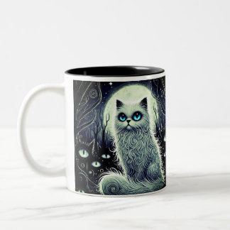 Moonlight cat - Magical White Cat Mug Zweifarbige Tasse