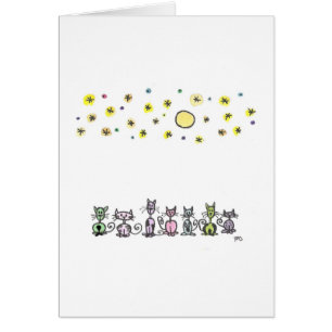 Moonlight Cats Aquarellzeichnung