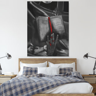 Moonlight Charcoal book Lover Crimson Wall Art Leinwanddruck