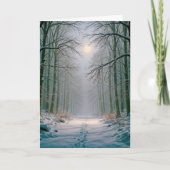 Moonlight Christmas Footprints In a Snowy Forest Karte (Vorderseite)