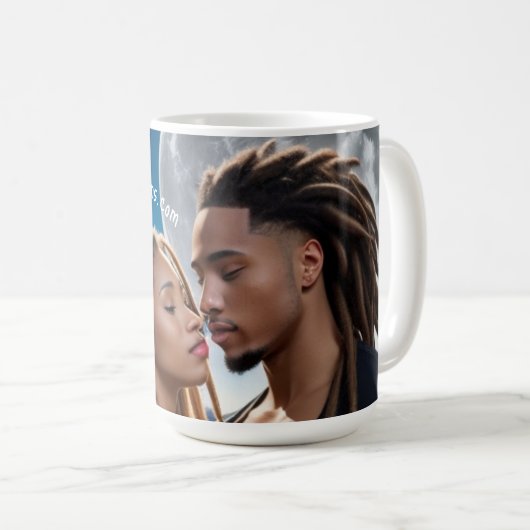Moonlight Couple Love Mug – Romantic Digital Art  Kaffeetasse (VorderseiteRechts)