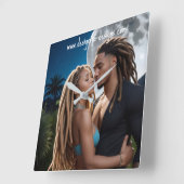 Moonlight Couple – Romantic Digital Art Quadratische Wanduhr (Winkel)