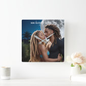 Moonlight Couple  – Romantic Digital Art  Quadratische Wanduhr (Zuhause)