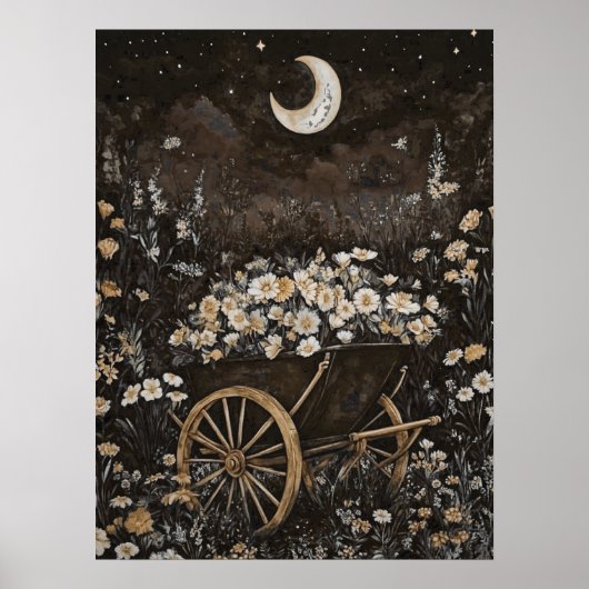 Moonlight Dark Floral Garden Mitternachtswald Poster (Vorne)