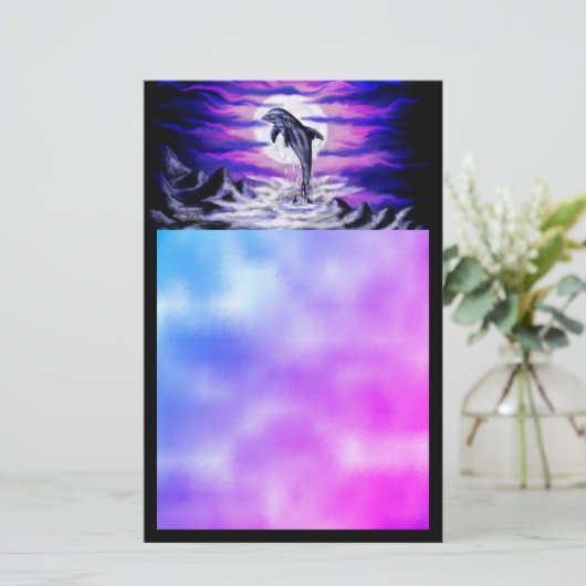 Moonlight Dolphin Briefpapier (Stehend Vorderseite)