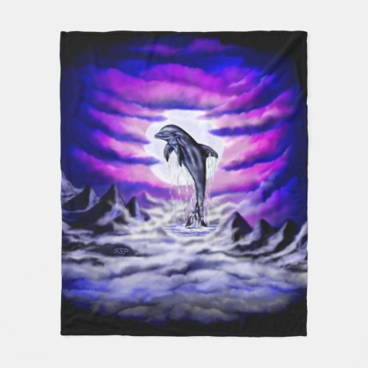 Moonlight Dolphin Fleecedecke (Vorderseite)
