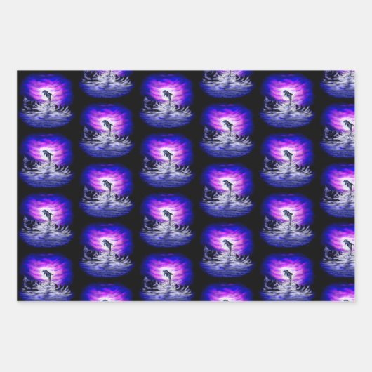Moonlight Dolphin Geschenkpapier Set (Vorderseite 2)