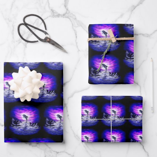 Moonlight Dolphin Geschenkpapier Set (Vorderseite)
