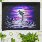 Moonlight Dolphin Geschirrtuch (Gefaltet)