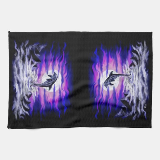 Moonlight Dolphin Geschirrtuch (Horizontal)