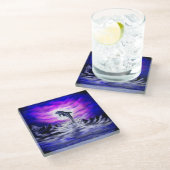 Moonlight Dolphin Glasuntersetzer (Schrägansicht)