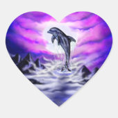 Moonlight Dolphin Herz-Aufkleber (Vorderseite)