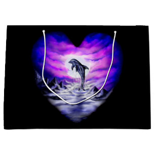 Moonlight Dolphin Herz Große Geschenktüte