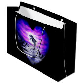 Moonlight Dolphin Herz Große Geschenktüte (Vorderseite Schrägansicht)
