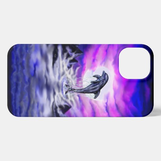 Moonlight Dolphin iPhone Hülle (Rückseite (Horizontal))