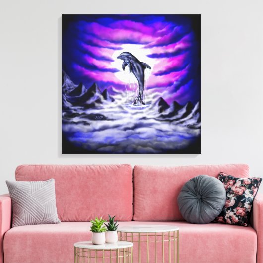 Moonlight Dolphin Leinwanddruck (Insitu (Wohnzimmer))